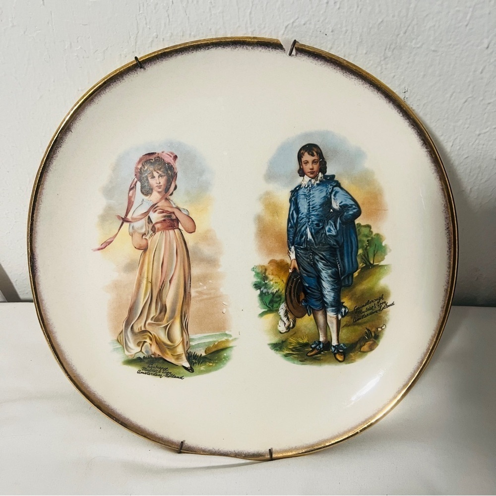 Vintage Collectible Plate Iva-lure Crooksville Pinkie & Blue Boy Circa 1940 EUC